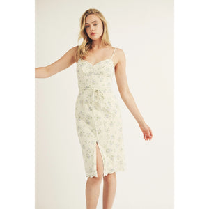 Floral Eyelet Bodycon Midi Dress