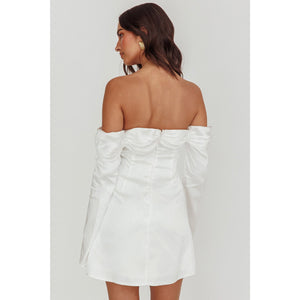 Off the Shoulder Front Bow Mini Dress