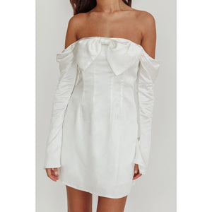 Off the Shoulder Front Bow Mini Dress