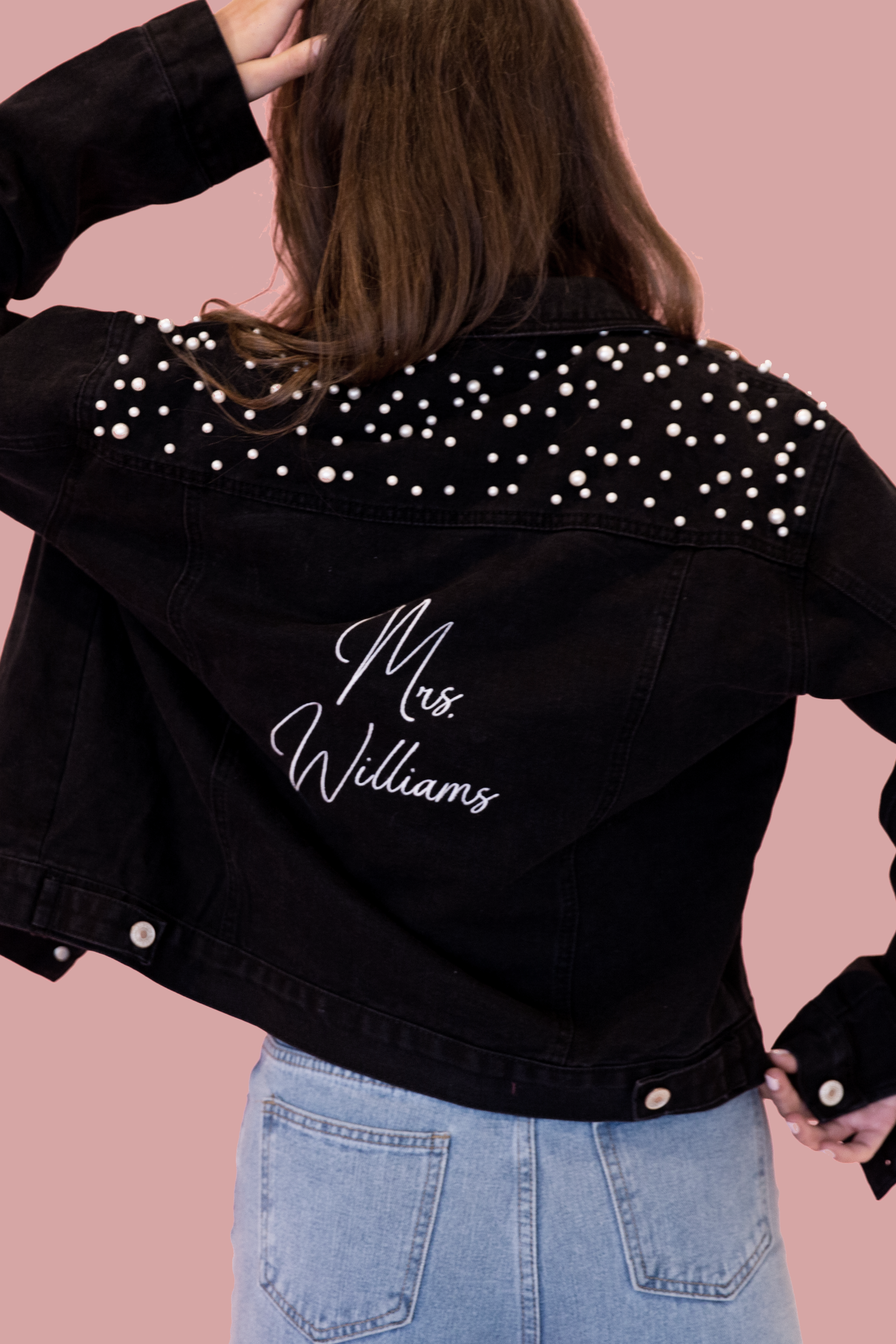 Black embroidered jean clearance jacket