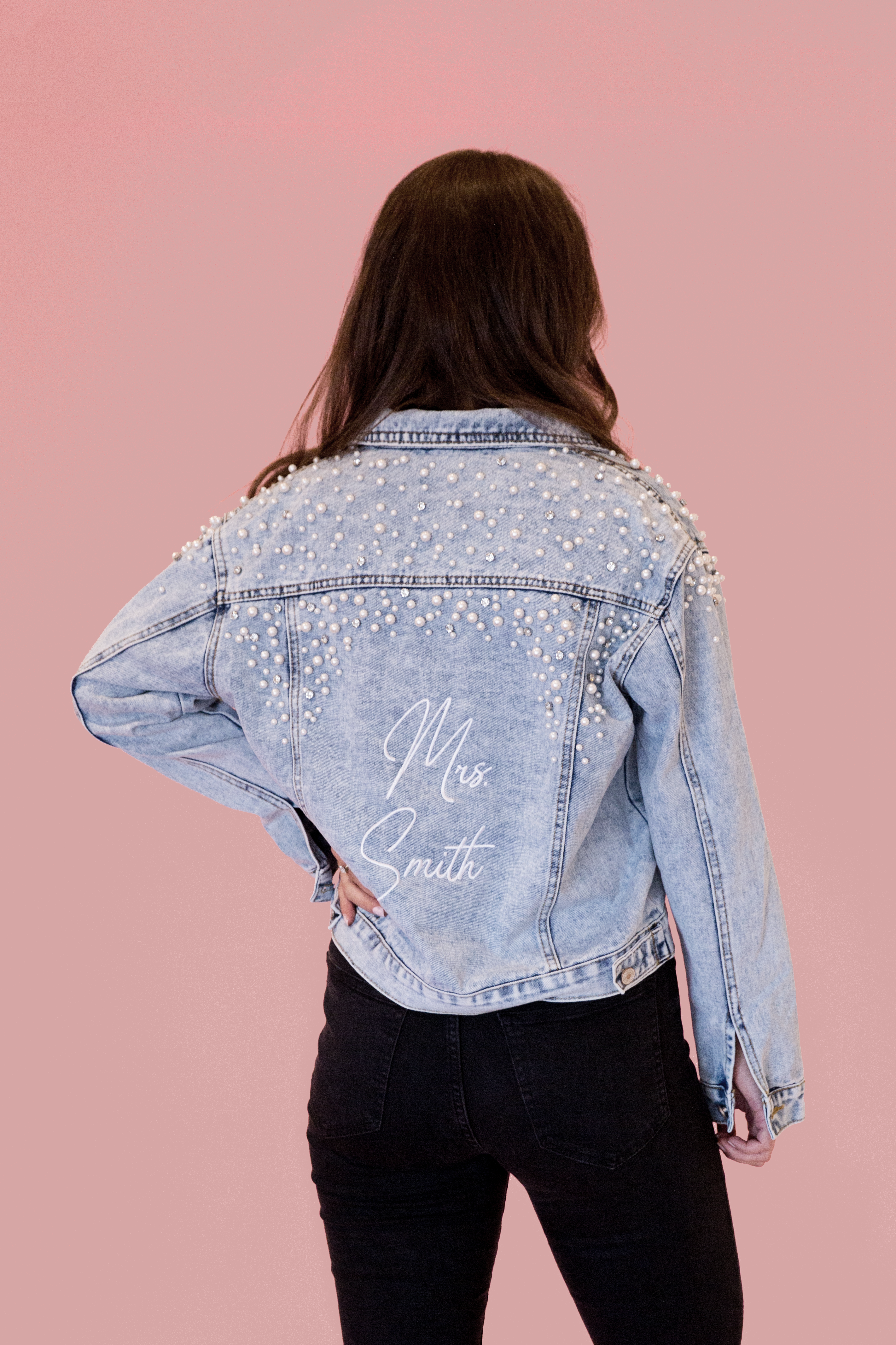 Pearl studded top jean jacket