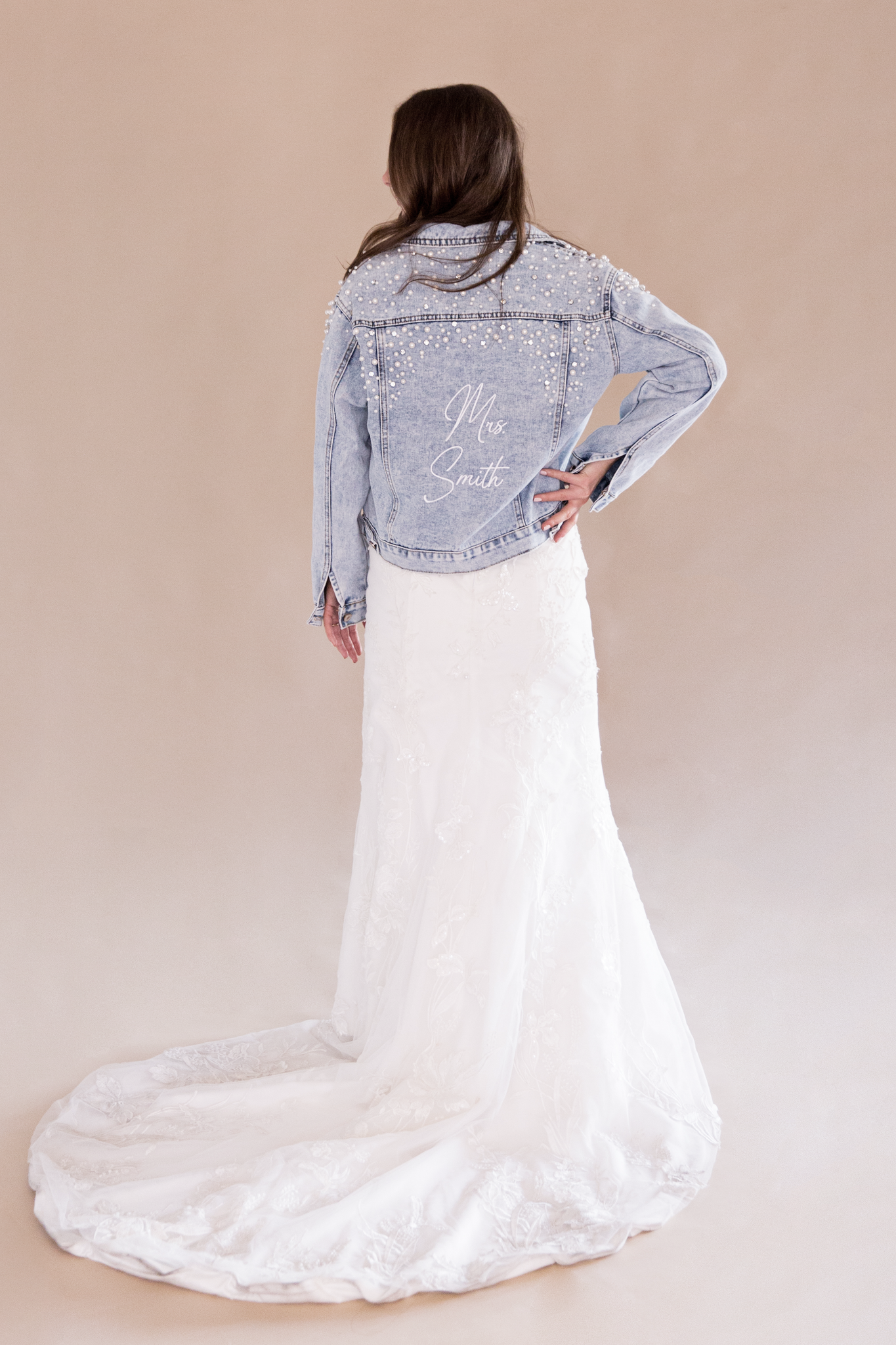 Embroidered denim 2025 jacket wedding
