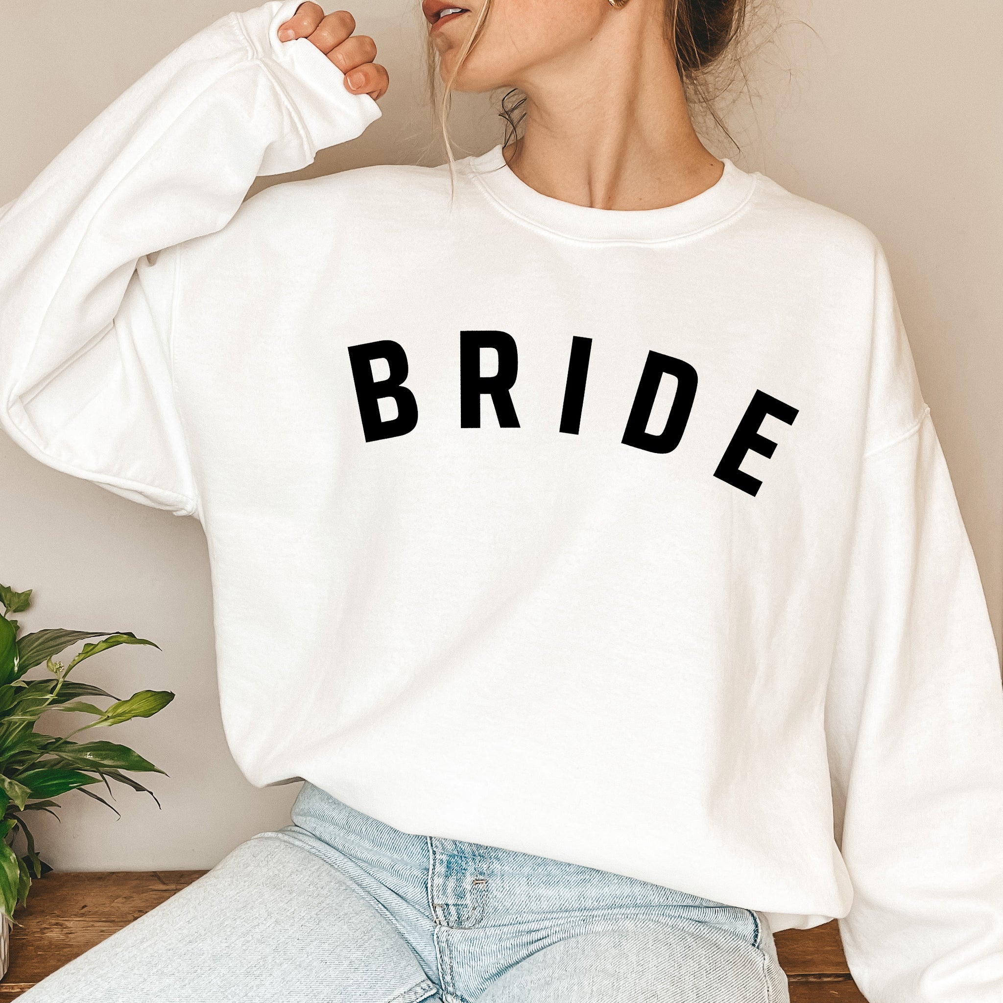 Embroidered Floral Custom Sweatshirt, Bride Sweatshirt With